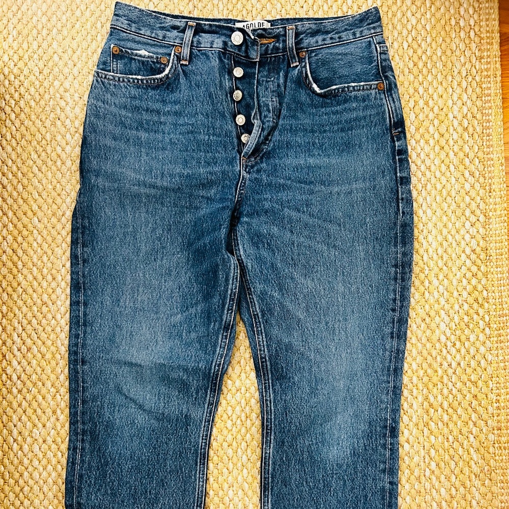 AGOLDE Riley High Rise Straight Crop - Air Blue